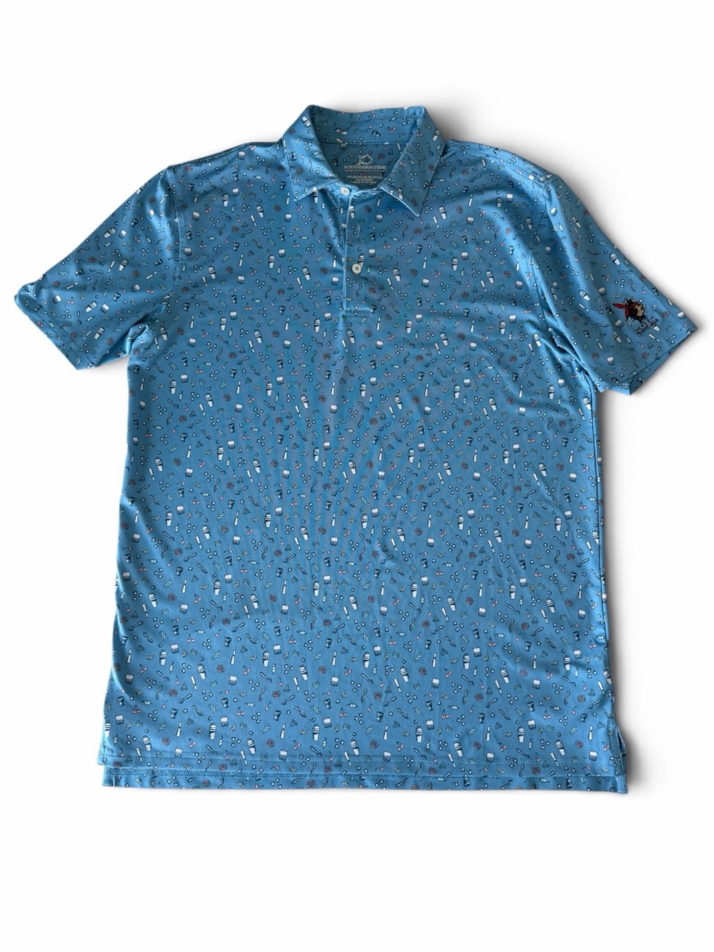 Southern Tide Blue Cocktail Printed Men's Polo
